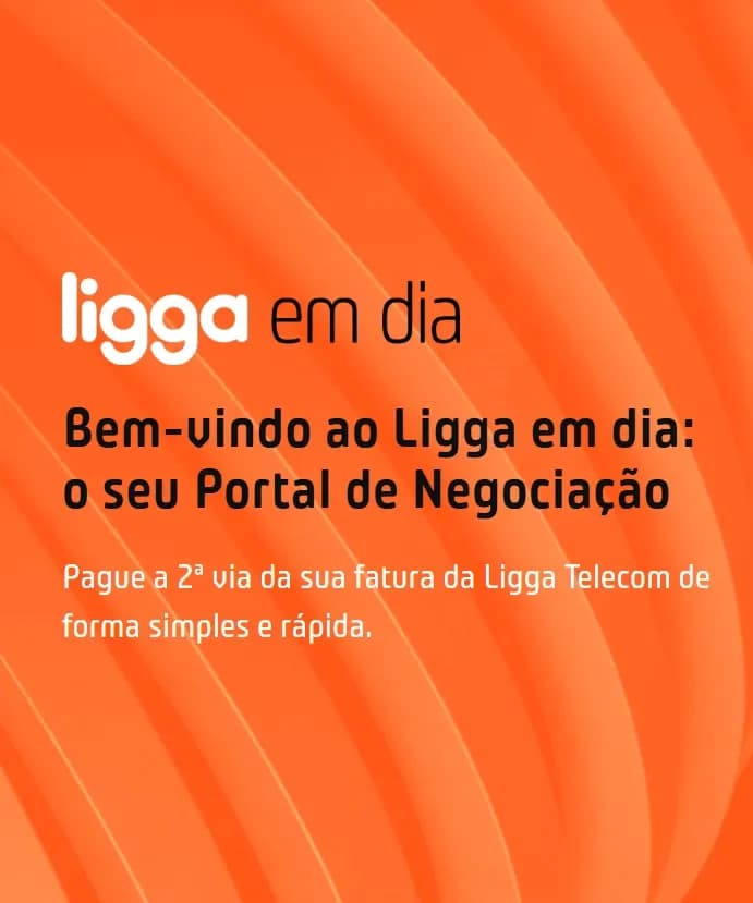 Portal Ligga em dia com formulário e informações de login na cor branca e fundo laranja